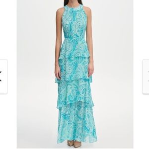 TOMMY HILFIGER Blue Sleeveless Maxi Sheath Dress